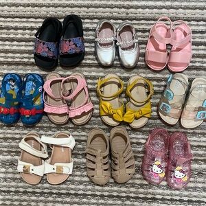 Lot of 10 Little girls summer shoes size 8